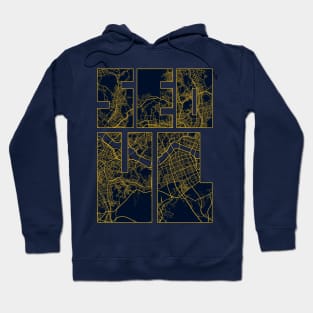 Seoul, South Korea City Map Typography - Gold Art Deco Hoodie